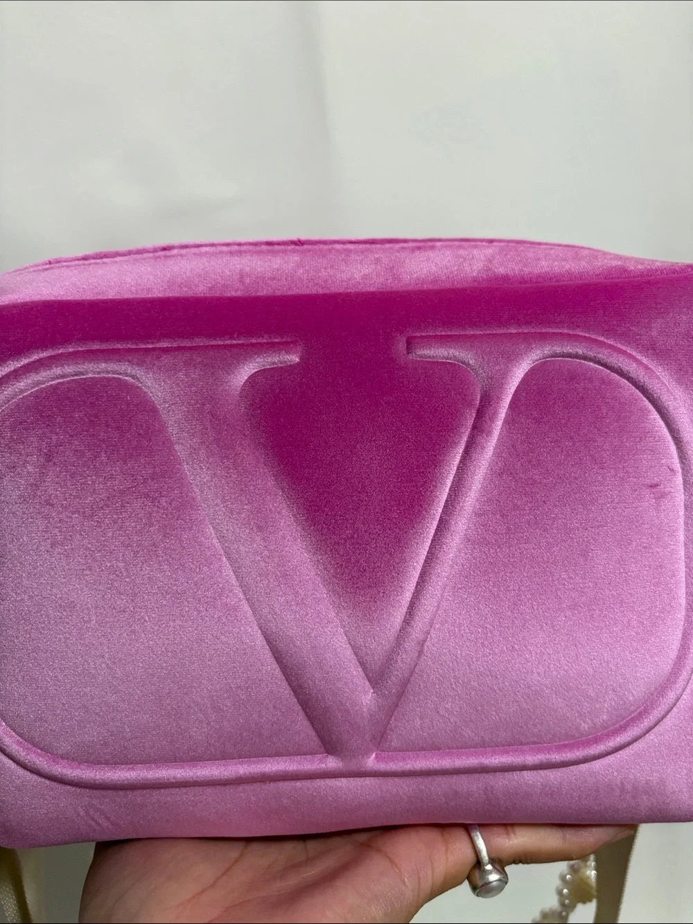 Valentino Large Velvet Pouch with straps